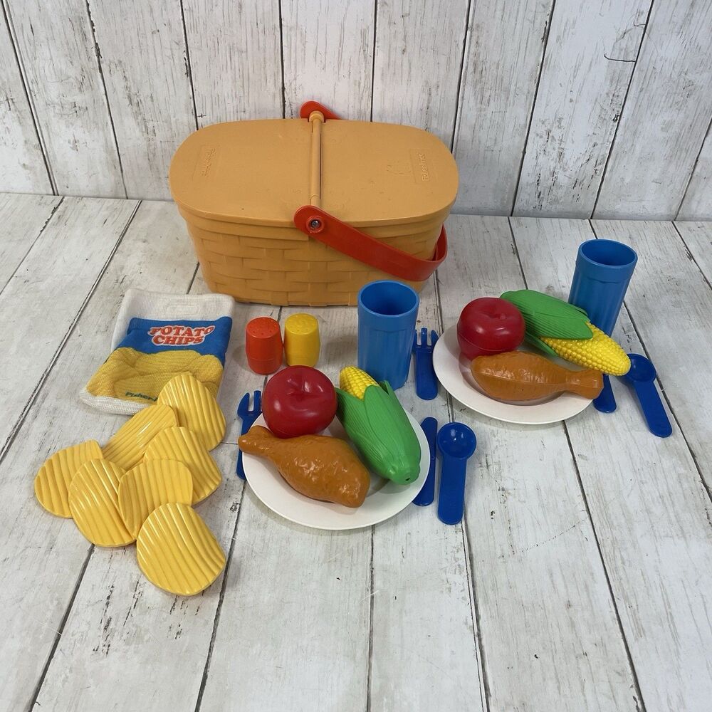 Vintage Fisher Price Fun with Food Picnic Basket - Complete